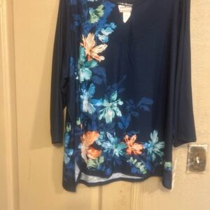 Alfred Dunner nwt sx 2x Nantucket blue floral top